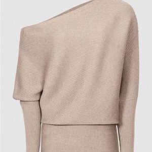 Reiss LORNA ASYMMETRIC KNITTED TOP Stone